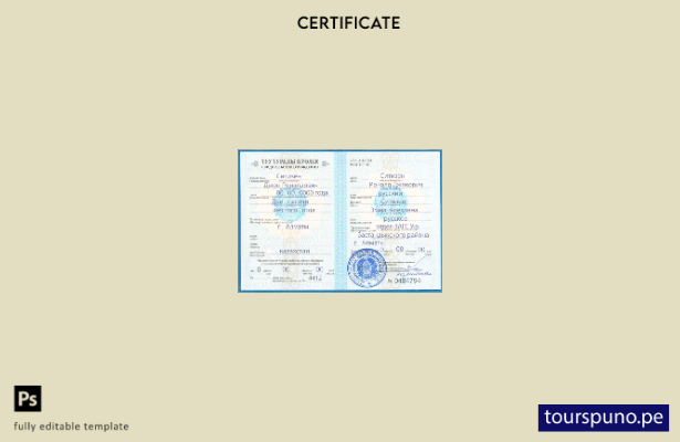 listo para imprimir plantilla de certificado de nacimiento de Kazajstán totalmen